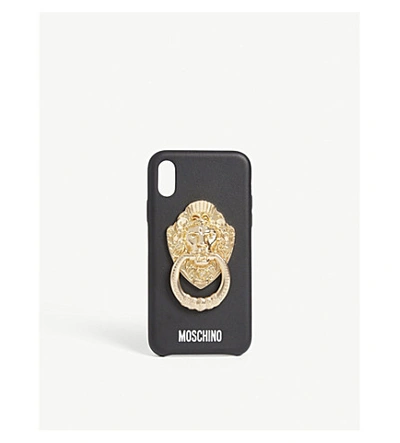 Shop Moschino Lion Knocker Iphone Xs Case In Black Gold