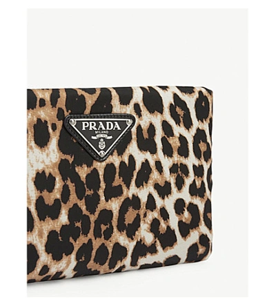 Shop Prada Leopard Print Nylon Pouch Bag