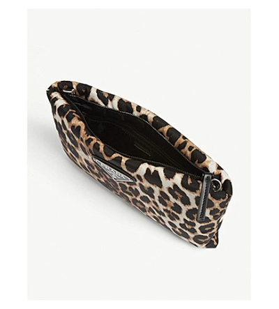 Shop Prada Leopard Print Nylon Pouch Bag