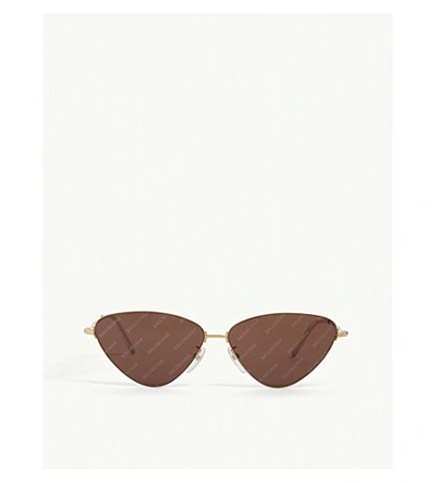 Shop Balenciaga Bb0015s Cat-eye Sunglasses In Gold
