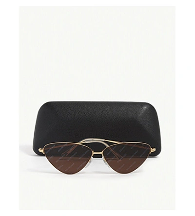 Shop Balenciaga Bb0015s Cat-eye Sunglasses In Gold