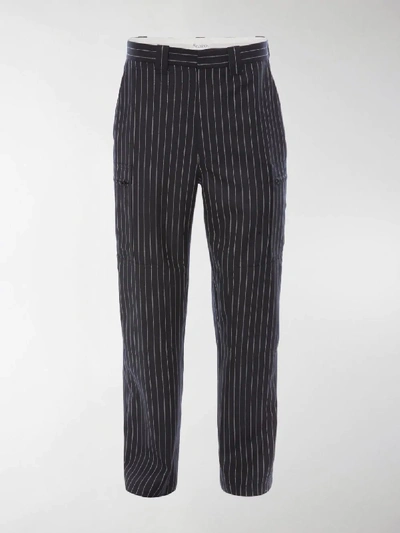 Shop Jw Anderson Pinstripe Straight Trousers In Blue