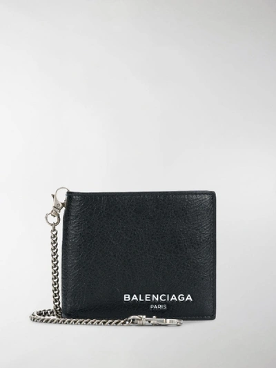 Shop Balenciaga Simple Arena Chain Wallet In Black