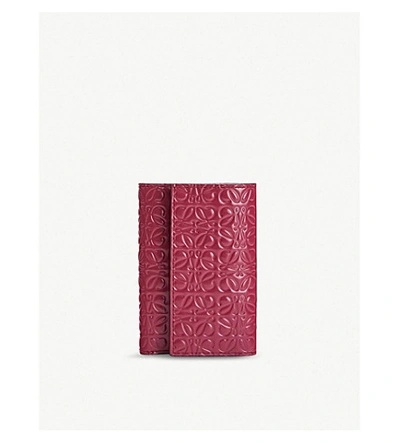 Shop Loewe Anagram Small Vertical Leather Wallet In Raspberry