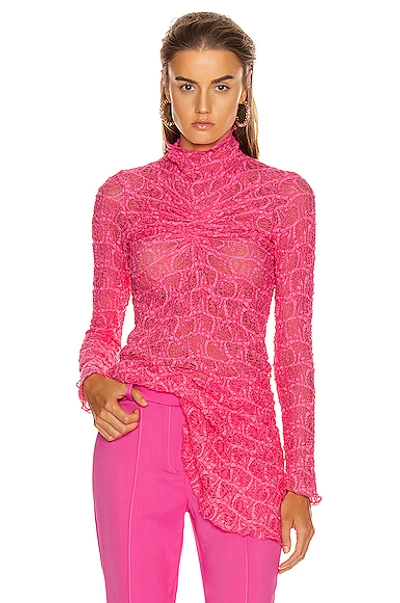 Shop Sies Marjan Willie Ruched Long Sleeve Top In Fluo Pink