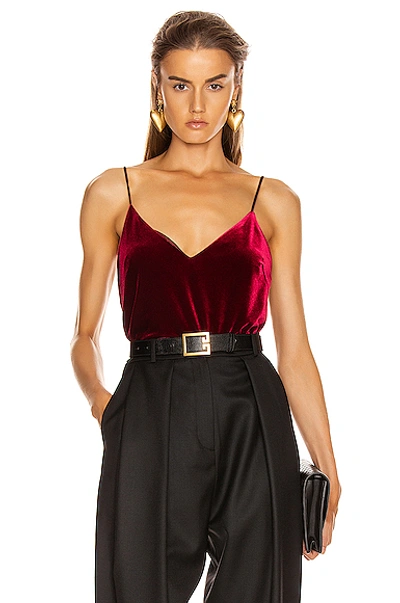 Shop Galvan Velvet Camisole Top In Dark Ruby