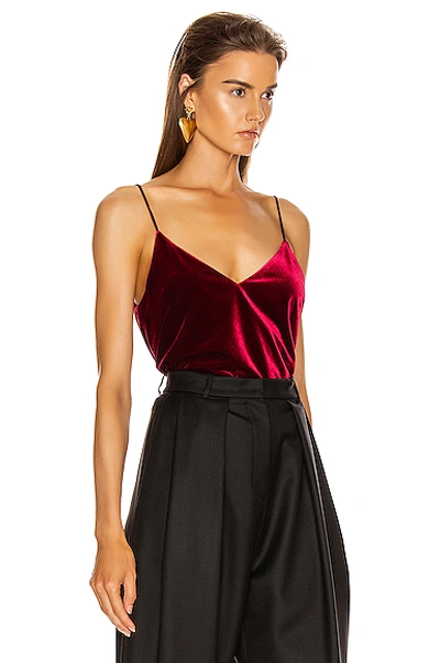 Shop Galvan Velvet Camisole Top In Dark Ruby
