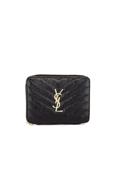 Shop Saint Laurent Medium Zip Around Wallet In Black