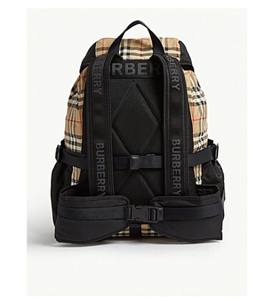 Shop Burberry Nylon Check Backpack In Archive Beige