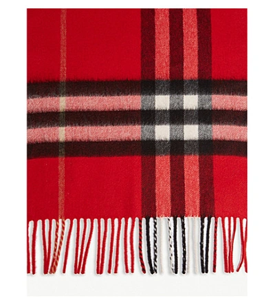 Shop Burberry Checked Cashmere Scarf In Bright Military Red