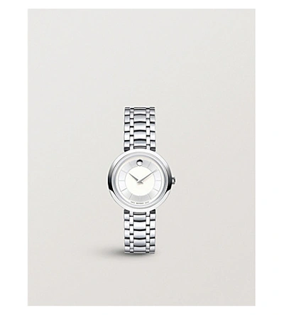 Shop Movado 607098 Ultra Slim Stainless Steel Watch In Silver