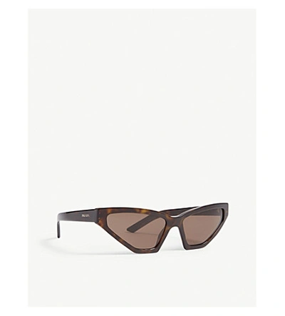 Shop Prada Womens Brown Pr12v Cat-eye-frame Sunglasses