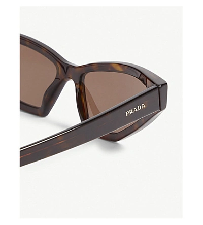 Shop Prada Womens Brown Pr12v Cat-eye-frame Sunglasses