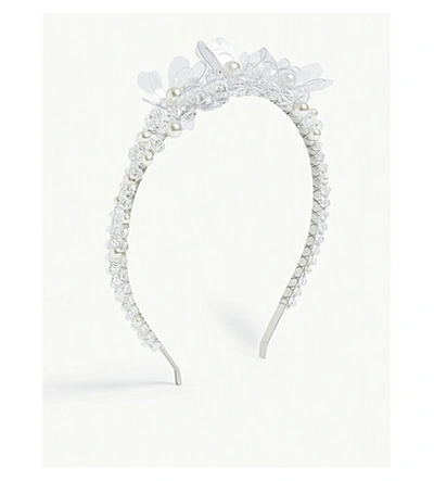Shop Simone Rocha Floral Crystal Tiara In Clear Pearl