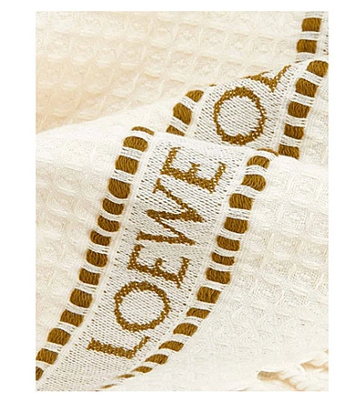 Shop Loewe X Paula's Ibiza Branded Cotton Towel 190cm In Ecru