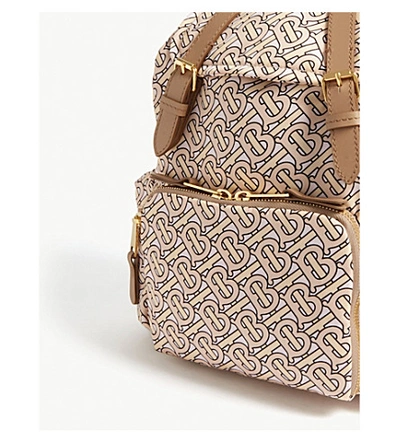 Shop Burberry Monogram-print Nylon And Leather Backpack In Blush