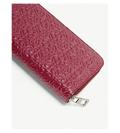 Shop Loewe Embossed Zip-around Leather Wallet In Raspberry