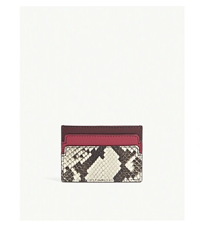 Shop Alexander Mcqueen Skull Snake-effect Cardholder In Snake/red/silver