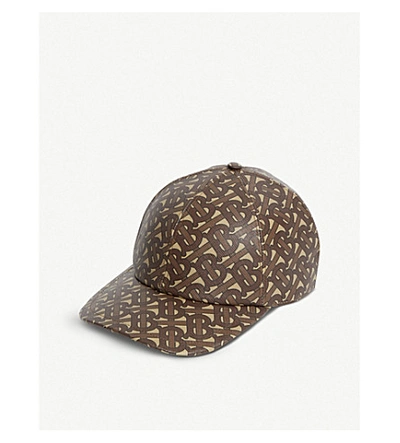 Shop Burberry Monogram-print Coated-cotton Baseball Cap In Bridle Brown