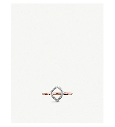 Shop Monica Vinader Riva Mini Kite 18ct Rose Gold Vermeil On Sterling Silver Diamond Stacking Ring In White