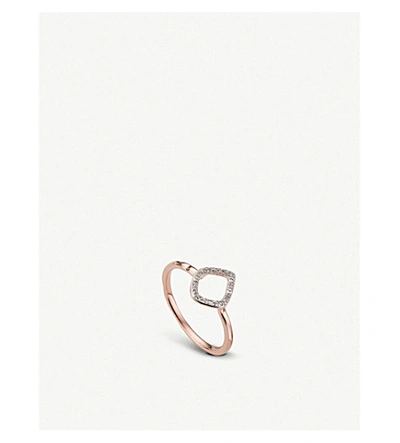 Shop Monica Vinader Riva Mini Kite 18ct Rose Gold Vermeil On Sterling Silver Diamond Stacking Ring In White