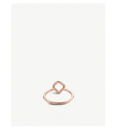 Shop Monica Vinader Riva Mini Kite 18ct Rose Gold Vermeil On Sterling Silver Diamond Stacking Ring In White