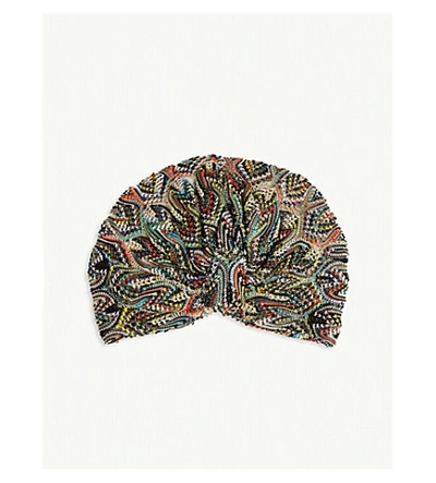 Shop Missoni Patterned Lamé Turban In Multi