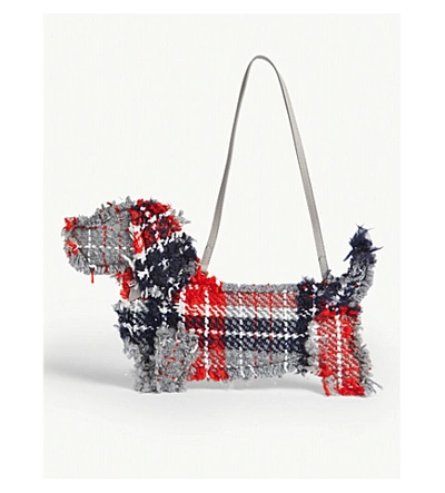 Shop Thom Browne Hector Leather And Knitted Clutch In Multi