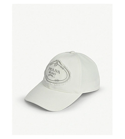 Shop Prada Logo Nylon Baseball Cap In White