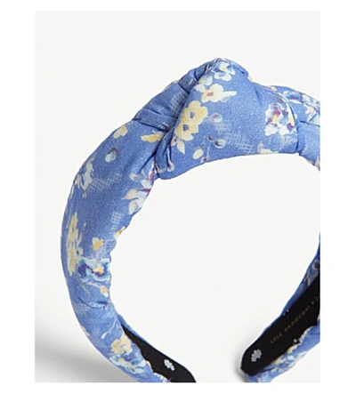 Shop Lele Sadoughi Loveshackfancy Floral Chiffon Headband In Blue Jay