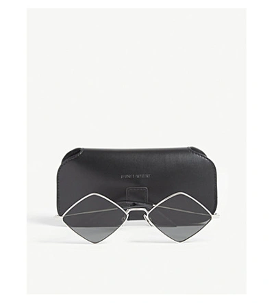 Saint Laurent Lisa Diamond-frame Metal Sunglasses In Silver