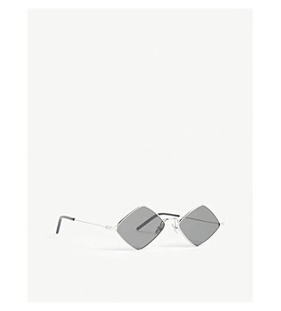 Saint Laurent Lisa Diamond-frame Metal Sunglasses In Silver