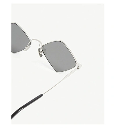 Saint Laurent Lisa Diamond-frame Metal Sunglasses In Silver