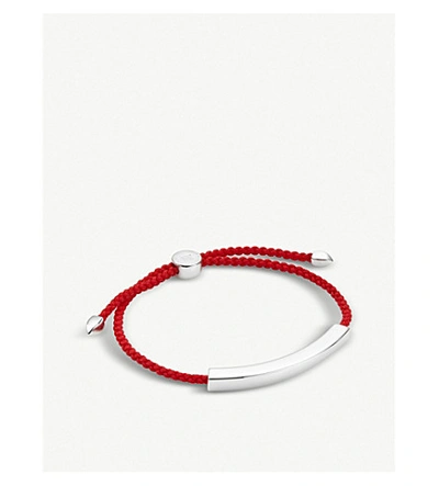 Shop Monica Vinader Linear Sterling Silver Friendship Bracelet In Red