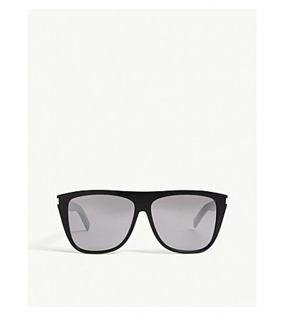 Shop Saint Laurent Womens Black Aviator Sunglasses