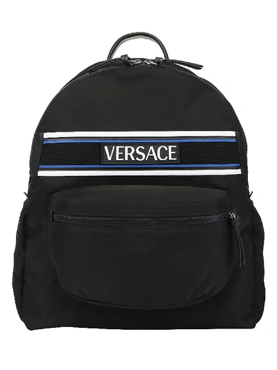 Shop Versace Backpack In Nero/palladio