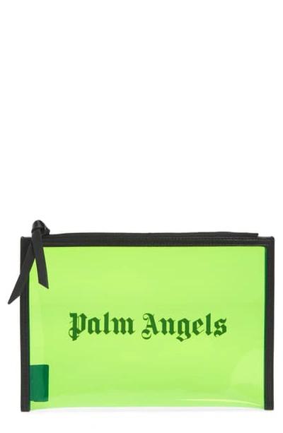 Shop Palm Angels Alien Clear Zip Pouch In Green Black