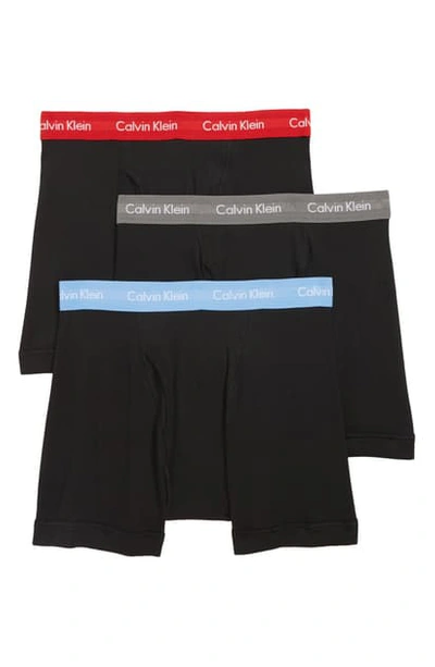 Shop Calvin Klein 3-pack Boxer Briefs In Snow/ Green/ Grey