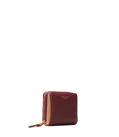 Shop Tory Burch Perry Color-block Medium Wallet In Tramonto / Port