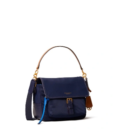 Tory Burch Perry Colorblock Nylon Crossbody Bag In Royal Navy/gold |  ModeSens