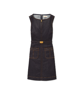 Tory Burch Zip Front Denim Dress In Resin Rinse Modesens