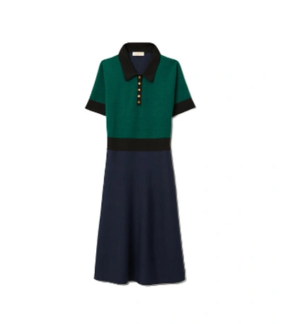 Shop Tory Burch Color-block Sweater Dress In Malachite