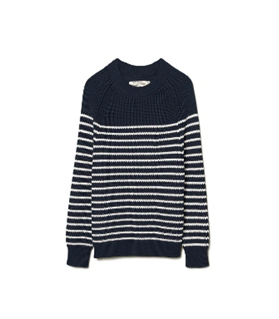 Shop Tory Sport Performance Cotton Breton-stripe Sweater In Tory Navy Breton Stripe