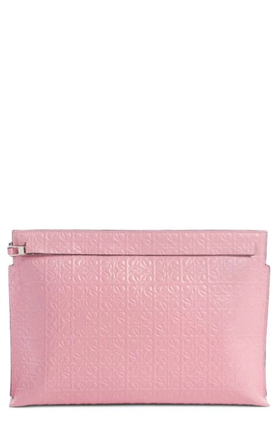 Shop Loewe Repeat Logo Anagram Calfskin Leather T Pouch In Candy
