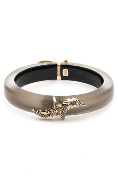 Shop Alexis Bittar Mirrored Feather Hinge Bracelet In Warm Grey