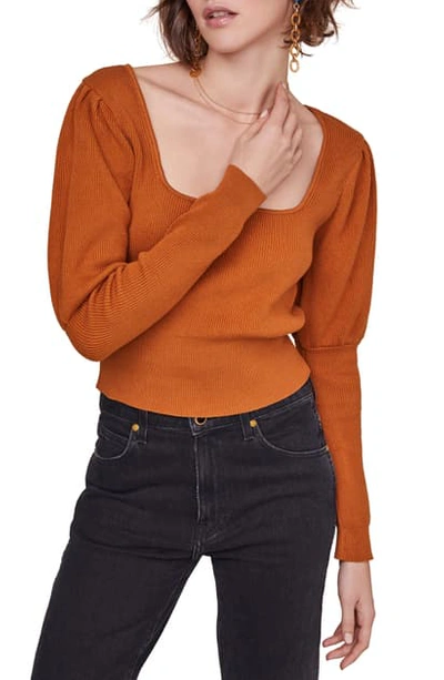 Shop Astr Bijou Square Neck Sweater In Cider