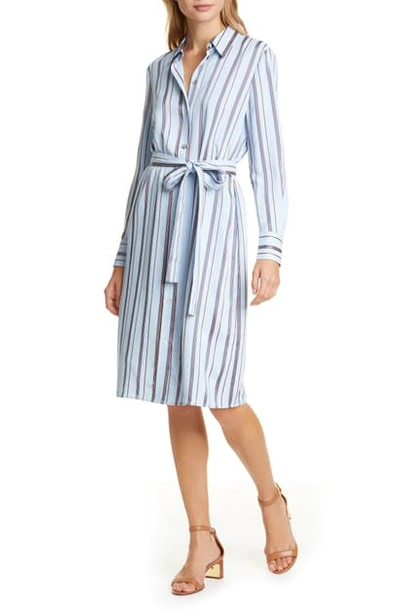 Shop Tory Burch Long Sleeve Stripe Shirtdress In Drapey Yarn Dyed Viscose