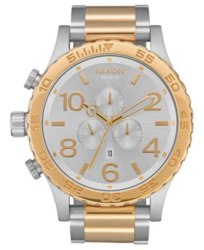 Shop Nixon Men's 51-30 Chronograph Stainless Steel Bracelet Watch 51mm A083 In Silver Gold