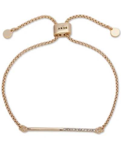 Dkny Gold-tone Half-pave Bar Slider Bracelet In Gold