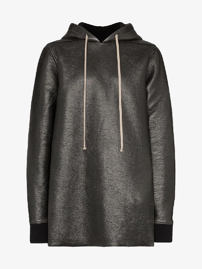 Shop Rick Owens Drkshdw Oversized Faux Leather Hoodie In Black